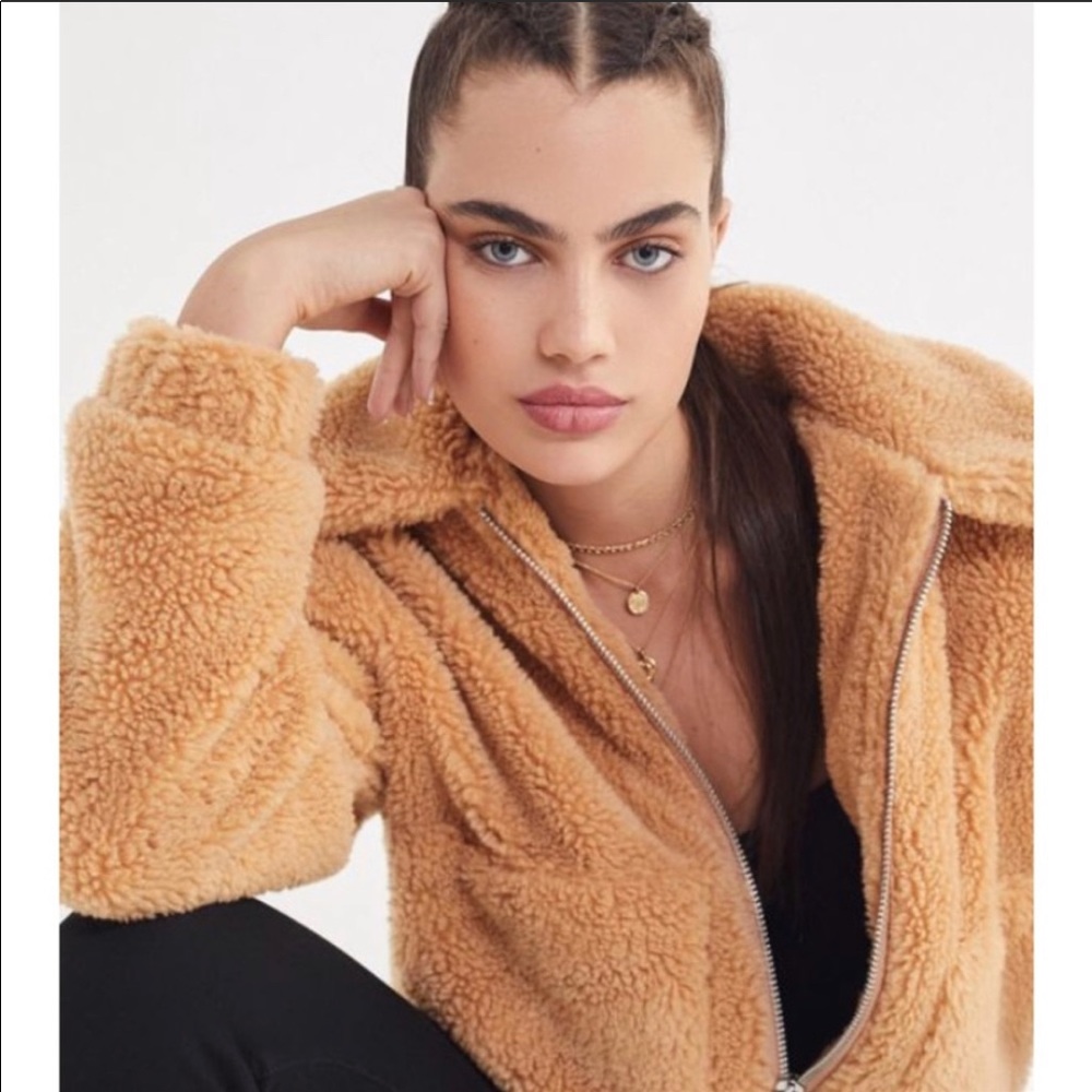 Urban Outfitters Honey Cropped Teddy Coat
